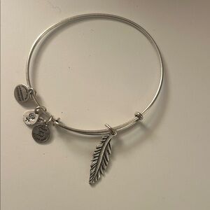 Silver Alex and Ani Feather Charm Bangle
